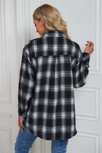 Plaid Button Up Dropped Shoulder Outerwear (9)