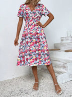 Printed Short Sleeve Midi Dress (30)