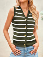 Striped Button-front Sweater Vest (3)