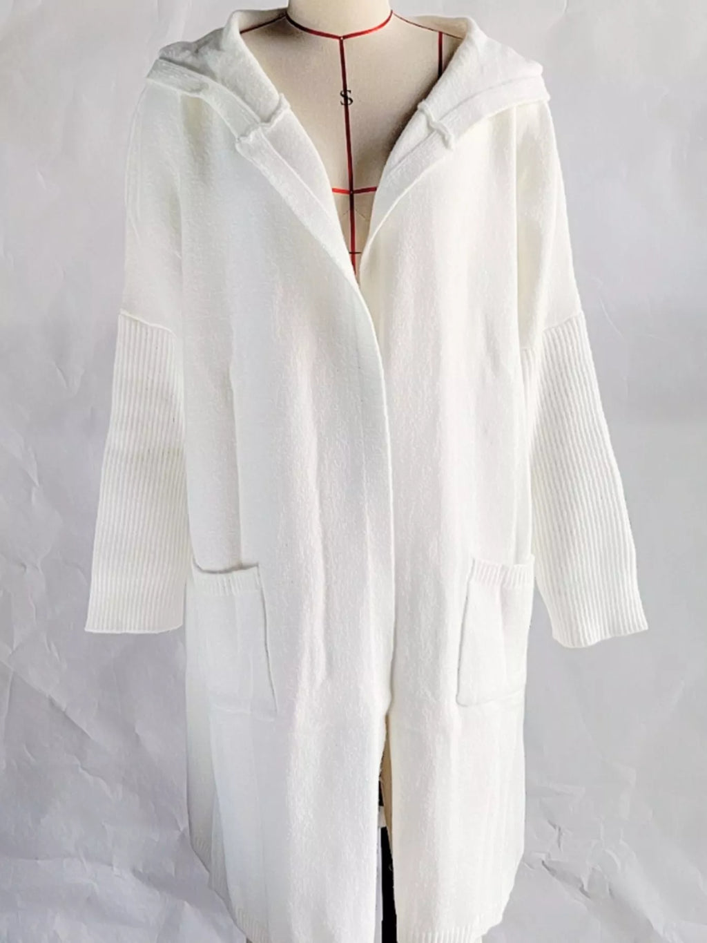 Full Size Hooded Knit Open Front Cardigan Plus (8)