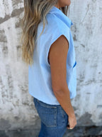 Full Size Textured Button-front Sleeveless Shirt Plus (10)