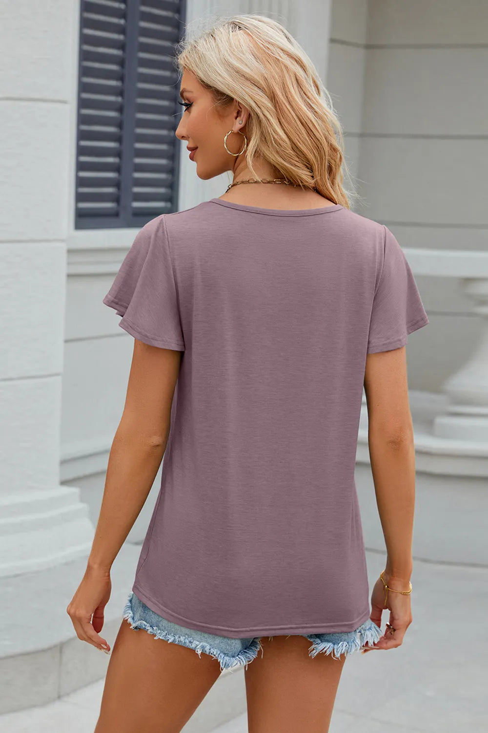 V-neck Short Sleeve T-shirt (34)