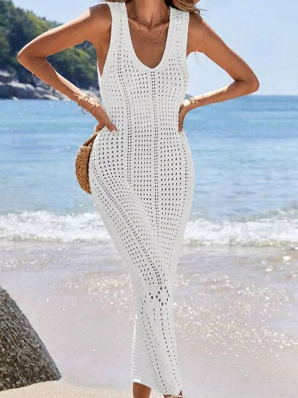 Sleeveless Crochet Knit Cover Up Maxi Dress (9)