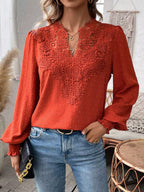 Lace Trim Long Sleeve Blouse (27)