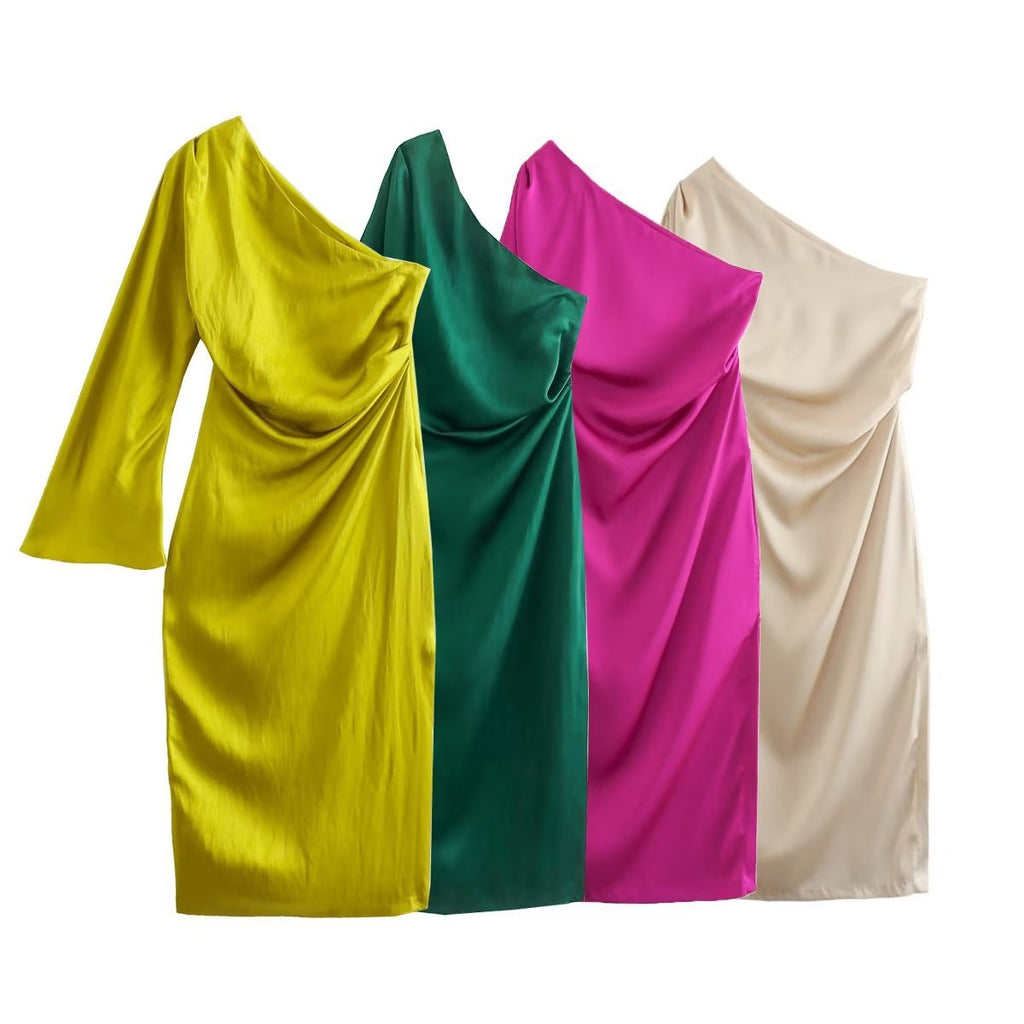 Asymmetric Silk Satin Split Dress photo 1