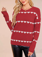 Heart Pattern Dropped Shoulder Sweater (18)