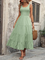 Smocked Scoop Neck Sleeveless Tank Dress (28)
