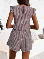 Printed Round Neck Top Layered Shorts Set (11)