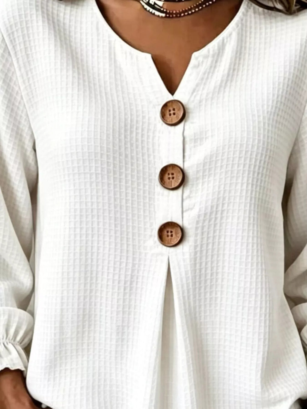 Waffle Knit Long Sleeve Top (17)