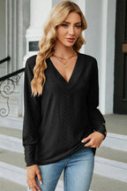 V-neck Lantern Sleeve T-shirt (7)