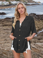 Button Down Eyelet Collared Neck Knit Shirt (6)