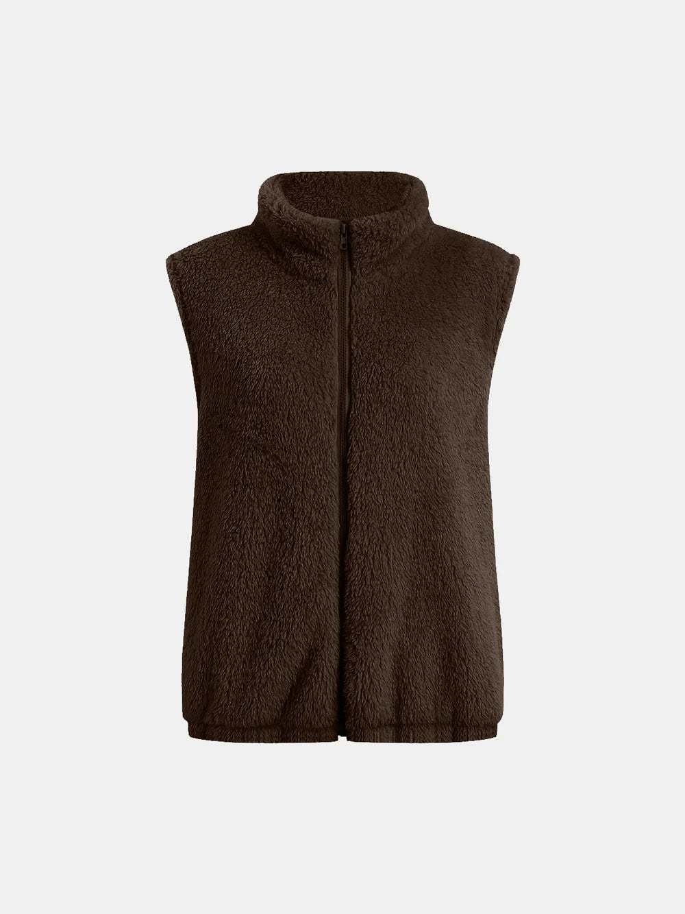 Full Size Fuzzy Zip Up Vest Coat Pockets (8)
