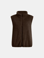 Full Size Fuzzy Zip Up Vest Coat Pockets (8)