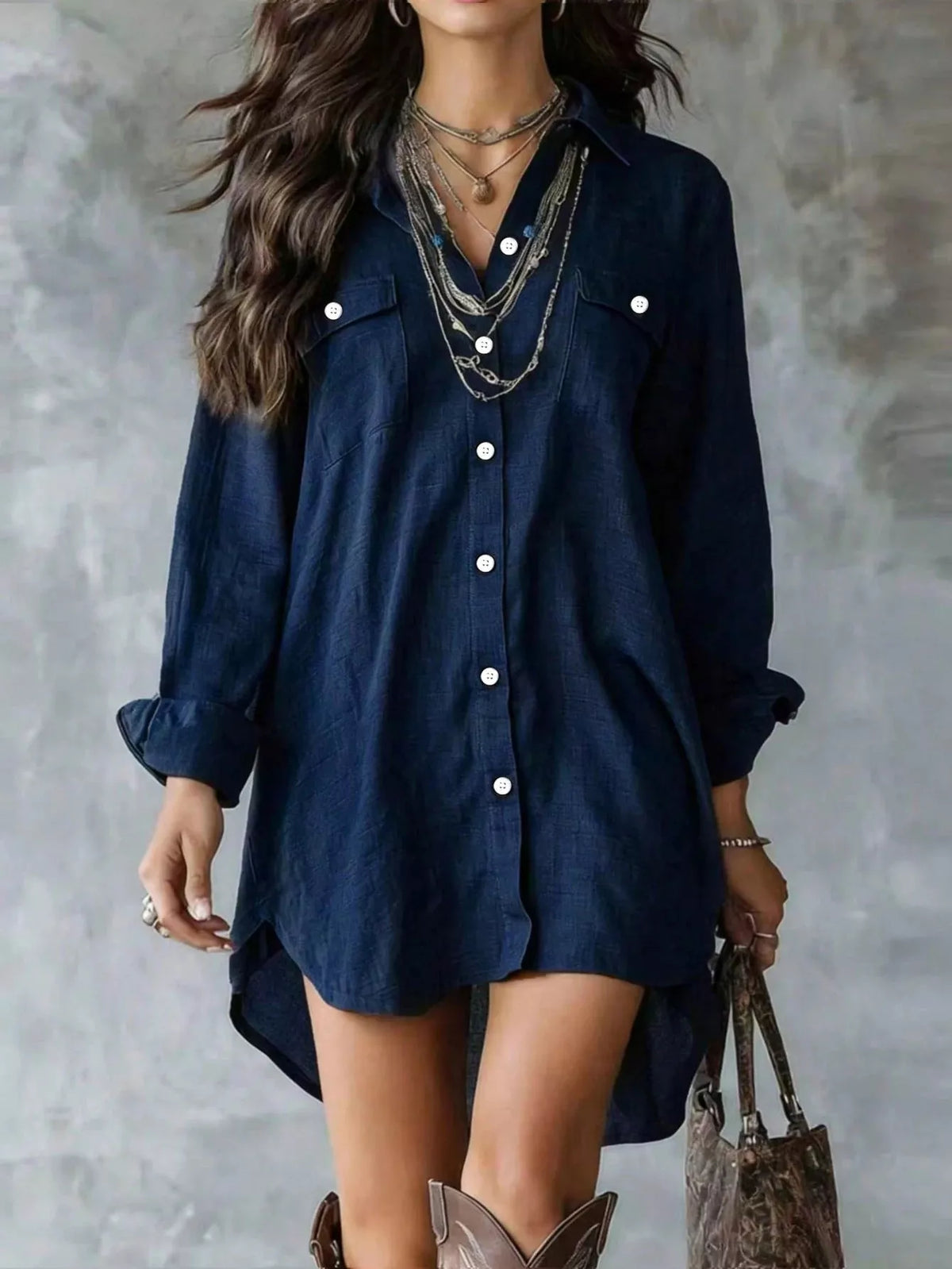 Casual Linen Shirt Dress Pockets (10)