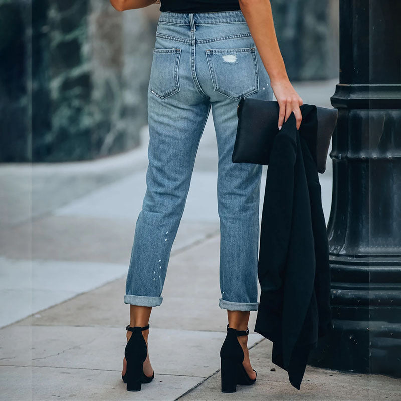 Washed Cropped Straight-leg Jeans photo 1