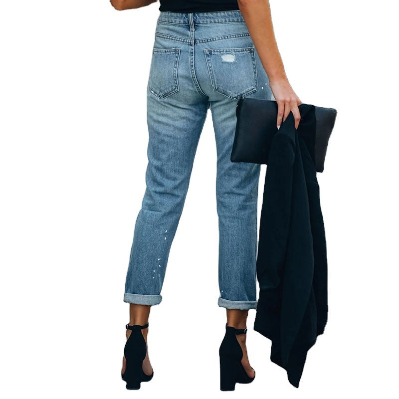 Washed Cropped Straight-leg Jeans photo 2