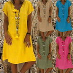 Print Short-sleeved V-neck Mid-length Dress photo 1