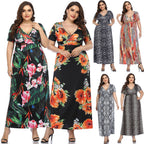 Broken Beautiful Leopard V-neck Long Dress Short Sleeves photo 1