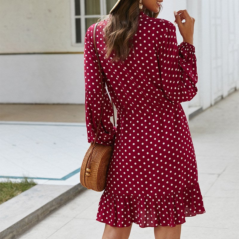 Autumn Long Sleeve Polka Dot Dress photo 7