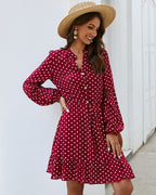 Autumn Long Sleeve Polka Dot Dress photo 3