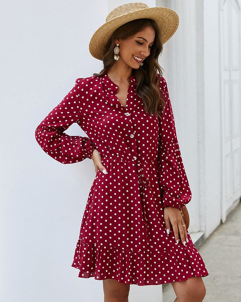 Autumn Long Sleeve Polka Dot Dress photo 3