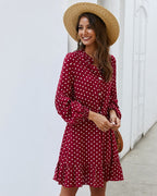 Autumn Long Sleeve Polka Dot Dress photo 6