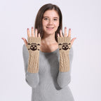 Warm Twisted Skull Knit Short Gloves Wool photo 3