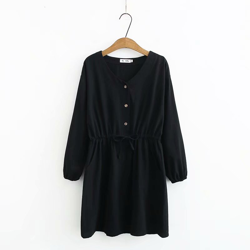 Loose Cotton Linen Dress variant CJLY106224401AZ|CJLY106224402BY|CJLY106224403CX|CJLY106224404DW