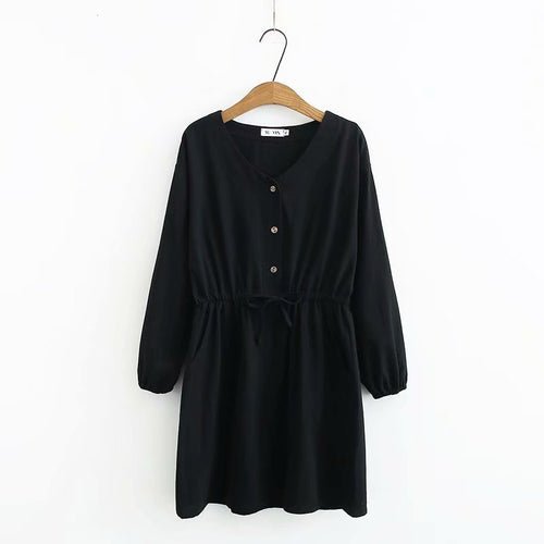 Loose Cotton Linen Dress variant CJLY106224401AZ|CJLY106224402BY|CJLY106224403CX|CJLY106224404DW