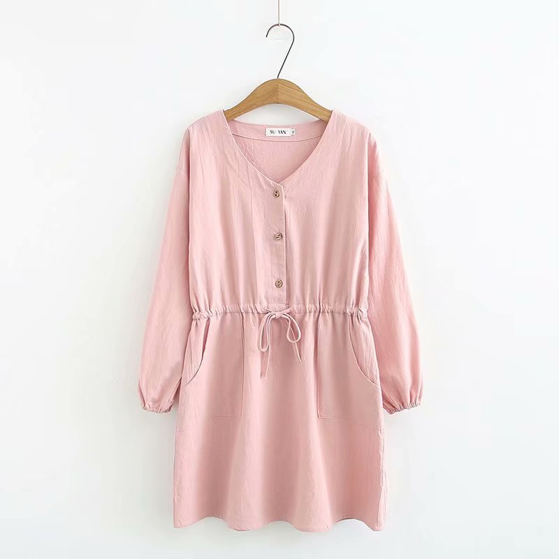 Loose Cotton Linen Dress variant CJLY106224405EV|CJLY106224406FU|CJLY106224407GT|CJLY106224408HS
