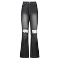 High-rise Flared Ripped Street Casual Jeans variant CJNZ106993001AZ|CJNZ106993002BY|CJNZ106993003CX