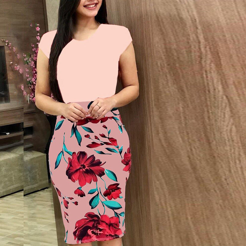 Printed Office Midi Pencil Dress Large variant CJNSSYLY02190-Pink-S|CJNSSYLY02190-Pink-M|CJNSSYLY02190-Pink-L|CJNSSYLY02190-Pink-XL|CJNSSYLY02190-Pink-XXL|CJNSSYLY02190-Pink-XXXL|CJNSSYLY02190-Pink-4XL|CJNSSYLY02190-Pink-5XL