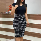 Printed Office Midi Pencil Dress Large variant CJNSSYLY02190-Black-S|CJNSSYLY02190-Black-M|CJNSSYLY02190-Black-L|CJNSSYLY02190-Black-XL|CJNSSYLY02190-Black-XXL|CJNSSYLY02190-Black-XXXL|CJNSSYLY02190-Black-4XL|CJNSSYLY02190-Black-5XL