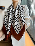 Zebra Print Silk Square Scarf Mulberry Crepe Satin photo 1