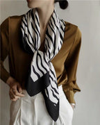 Zebra Print Silk Square Scarf Mulberry Crepe Satin photo 4