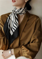 Zebra Print Silk Square Scarf Mulberry Crepe Satin photo 3