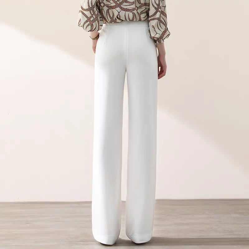 White Wide Leg Pants High Waist Korean Loose Straight Leg photo 3