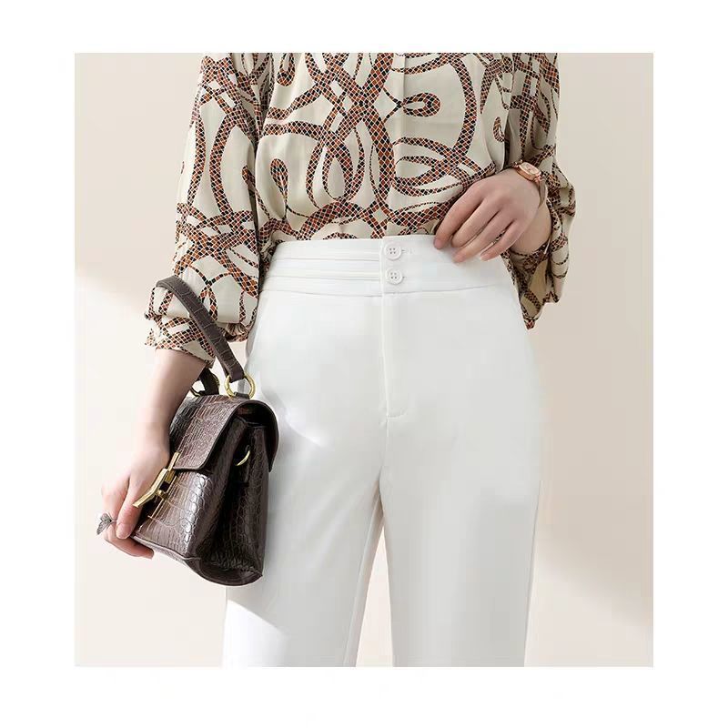 White Wide Leg Pants High Waist Korean Loose Straight Leg photo 2