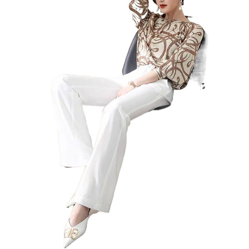 White Wide Leg Pants High Waist Korean Loose Straight Leg photo 1