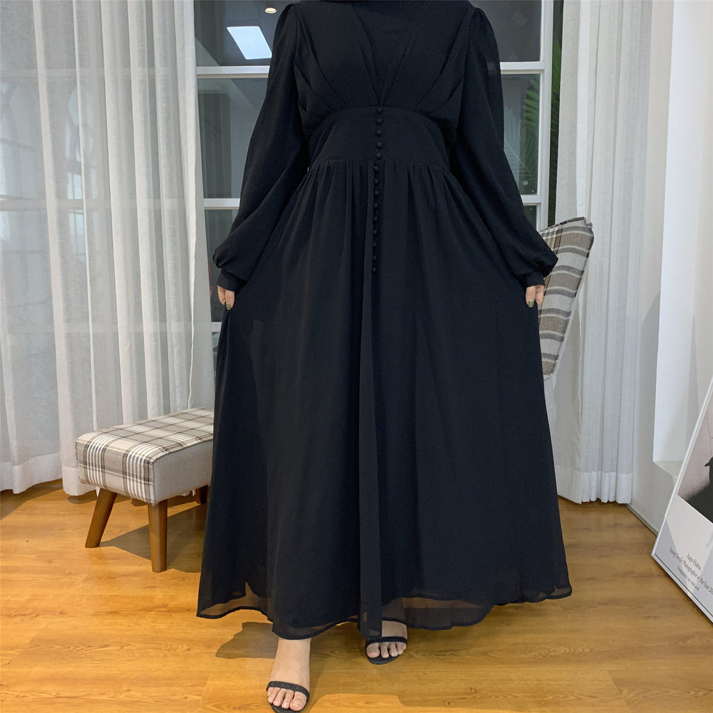 High-density Double Chiffon Simple Elegant Muslim Dress variant CJLY108933901AZ|CJLY108933902BY|CJLY108933903CX|CJLY108933904DW|CJLY108933905EV