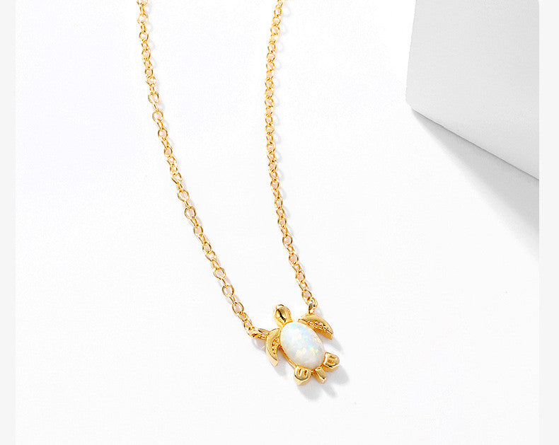 S925 Sterling Silver Ins Necklace Turtle Opel Jewelry Choker photo 2