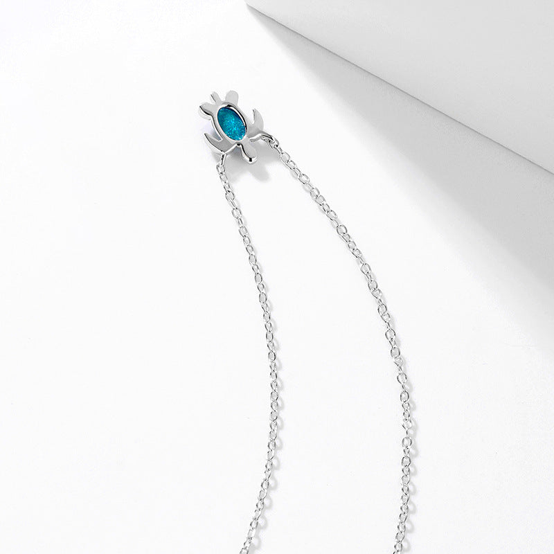S925 Sterling Silver Ins Necklace Turtle Opel Jewelry Choker photo 5