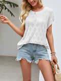 Openwork Short Sleeve Knit Top