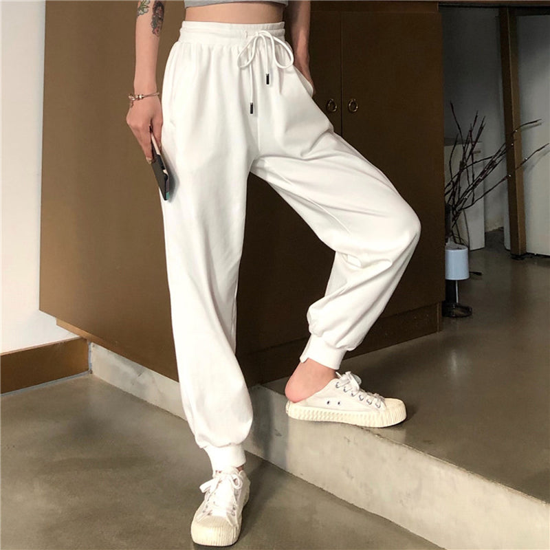 White Pants Loose Thin Waist Sports High Waist Casual Health variant CJYD109671701AZ