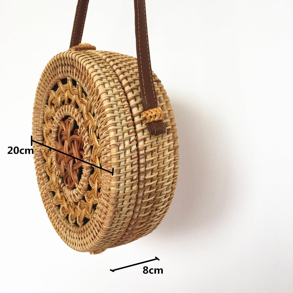 Popular Rattan Bag Round Beach Shoulder Straw photo 5