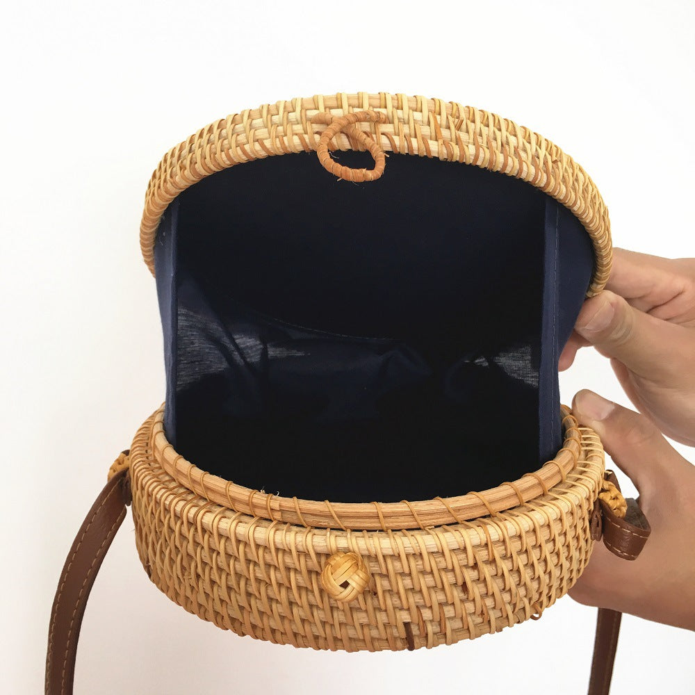Popular Rattan Bag Round Beach Shoulder Straw photo 3