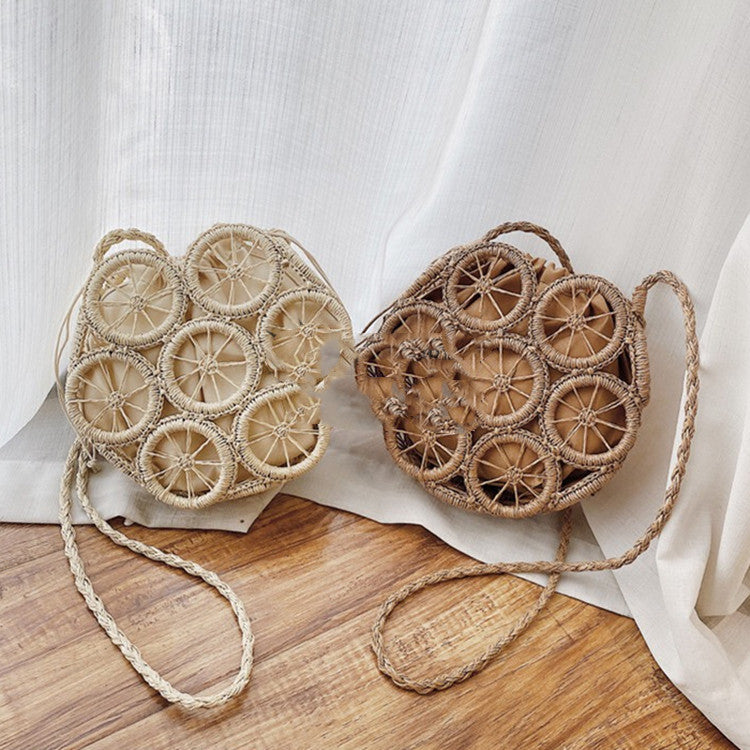 Rattan Woven Bag Retro Literary Straw photo 2
