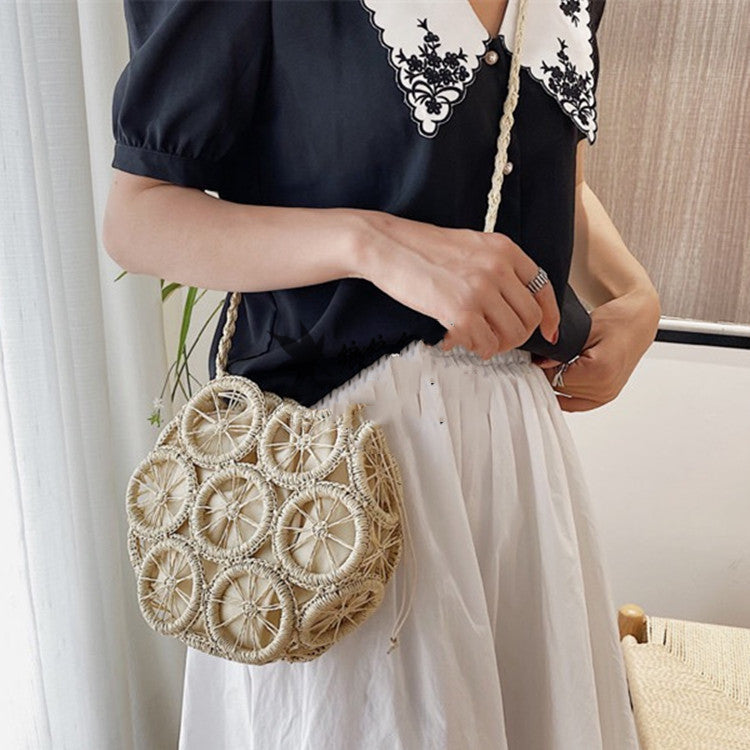Rattan Woven Bag Retro Literary Straw photo 1