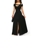 Solid Color V-neck Strapless Split Slim Fit Party Dress variant CJLY110173101AZ|CJLY110173102BY|CJLY110173103CX|CJLY110173104DW|CJLY110173105EV|CJLY110173106FU|CJLY110173107GT|CJLY110173108HS