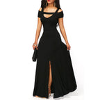 Solid Color V-neck Strapless Split Slim Fit Party Dress variant CJLY110173101AZ|CJLY110173102BY|CJLY110173103CX|CJLY110173104DW|CJLY110173105EV|CJLY110173106FU|CJLY110173107GT|CJLY110173108HS